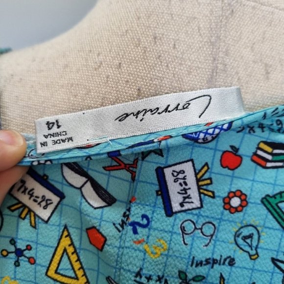 Lorraine LPD Multicolour Teacher Print Shift Dress with Belt Size 14 - Picture 9 of 10